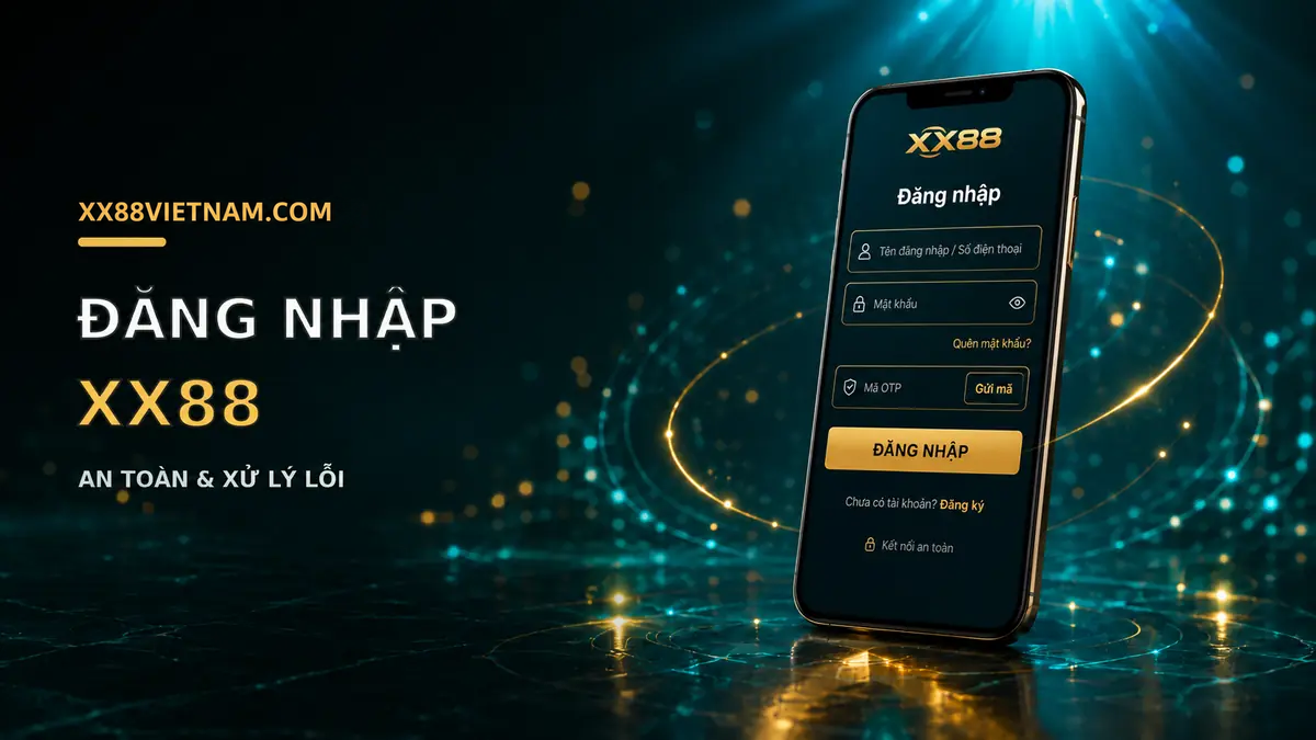 Điện thoại và lá chắn bảo mật minh họa cho Đăng Nhập XX88