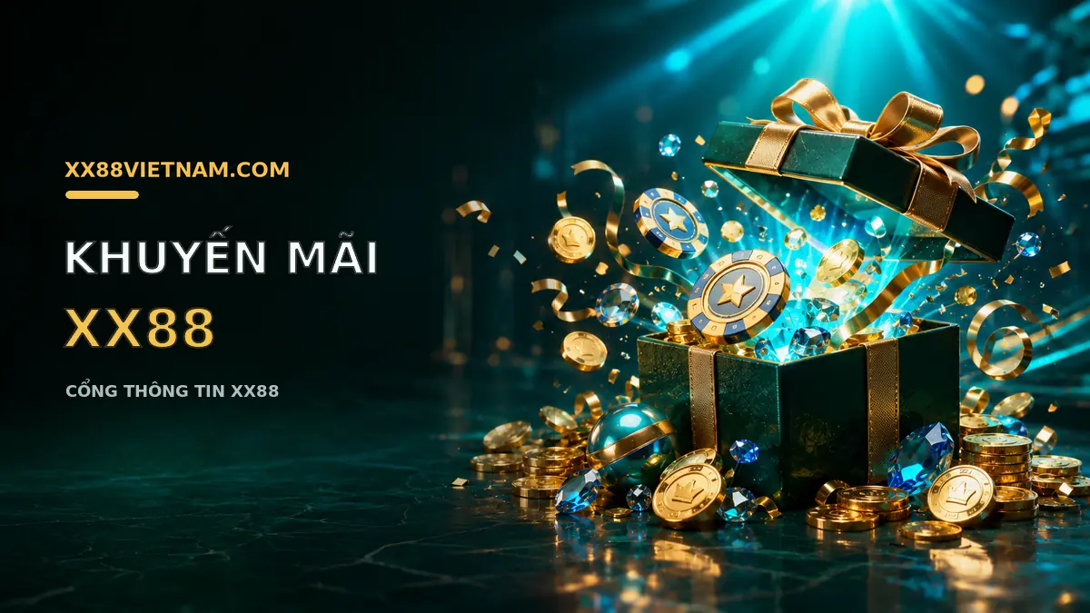 Hộp quà và đồng xu minh họa cho Khuyến Mãi XX88