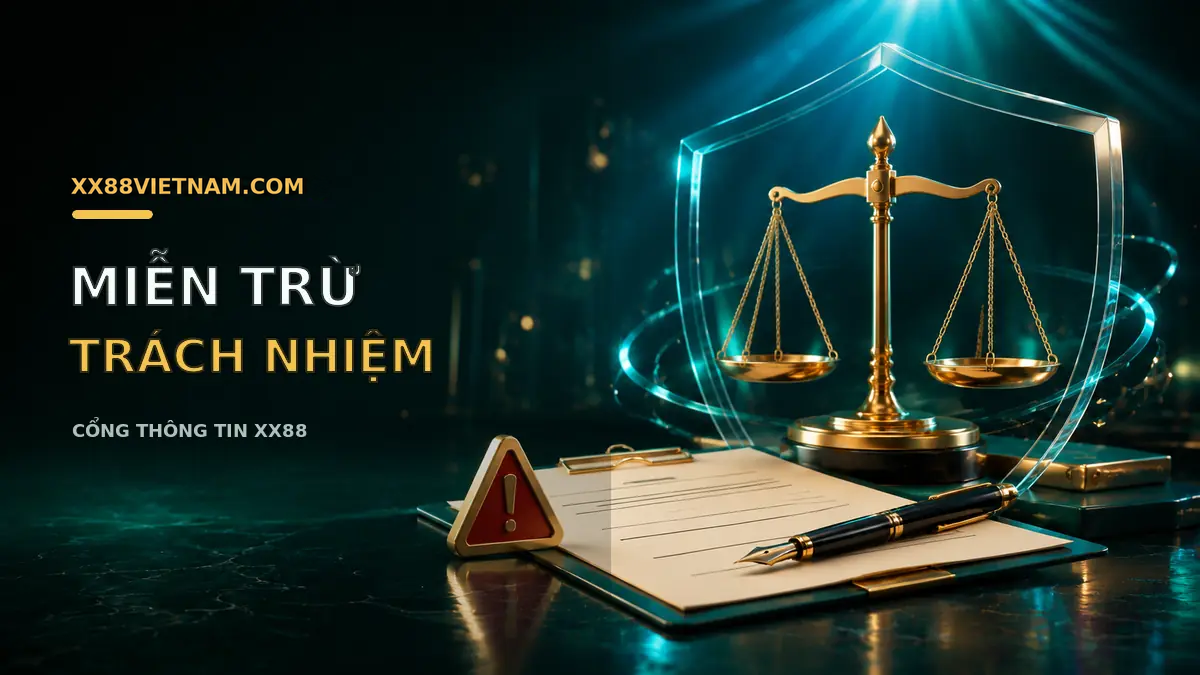 Văn bản pháp lý và cán cân minh họa cho miễn trừ trách nhiệm XX88