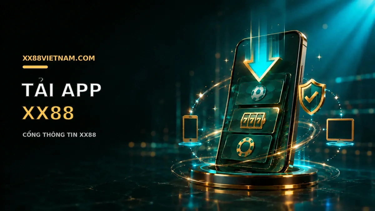 Điện thoại và biểu tượng tải xuống minh họa cho App XX88
