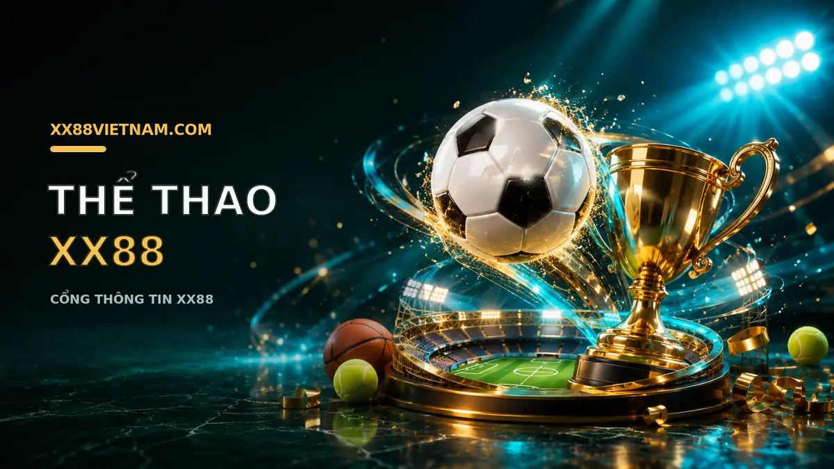 Bóng đá và cúp vàng minh họa cho Thể Thao XX88